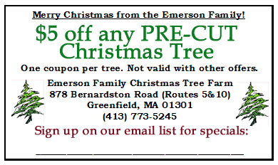 Coupon - $5 off any Christmas tree!